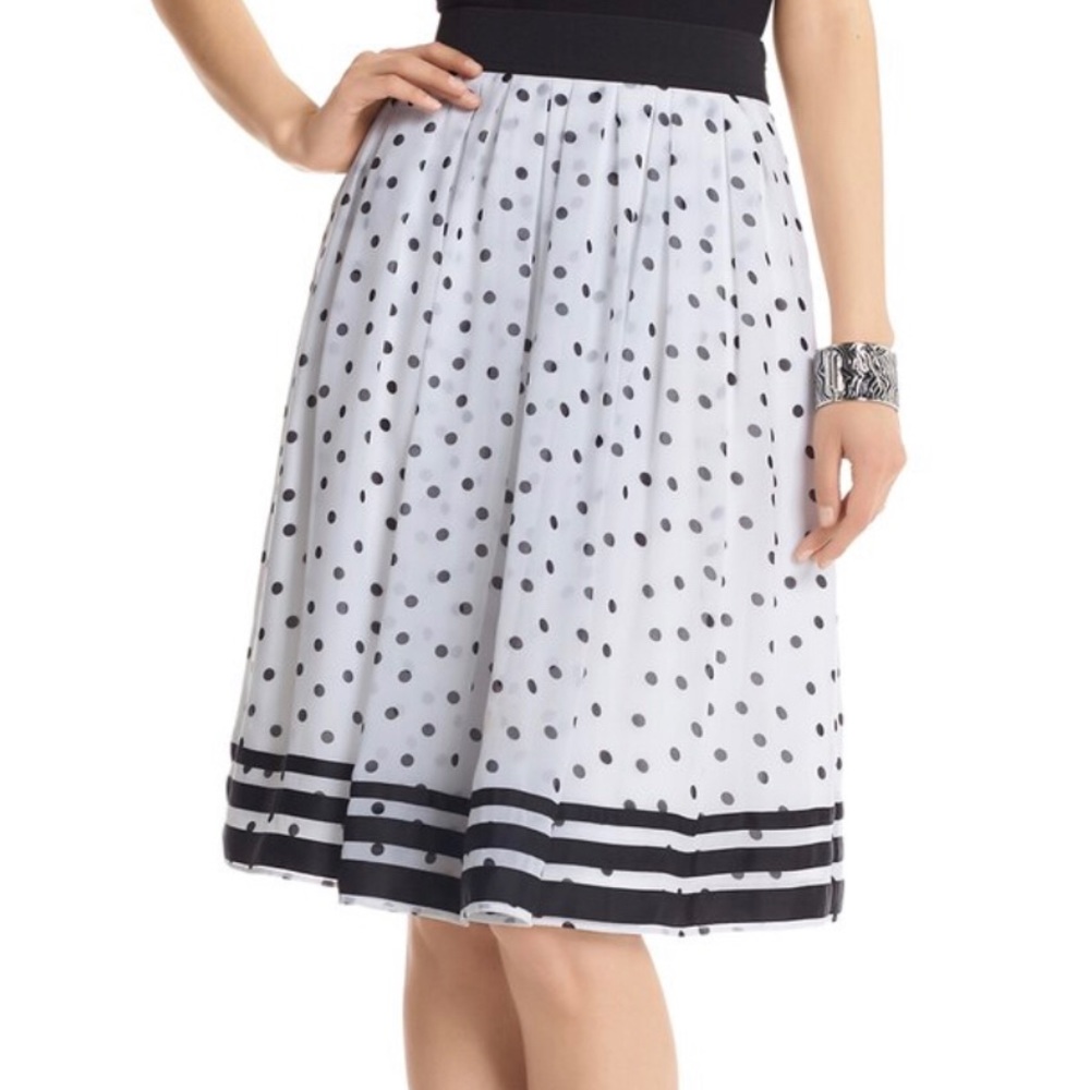 WHBM White Skirt w/Black Polka Dots, 0